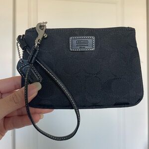 Vintage Y2K Coach Black Signature Jacquard Canvas Wristlet